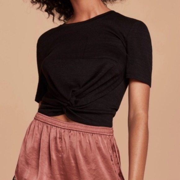 Wilfred Free Black Front Twist Subah Shirt - Picture 1 of 9